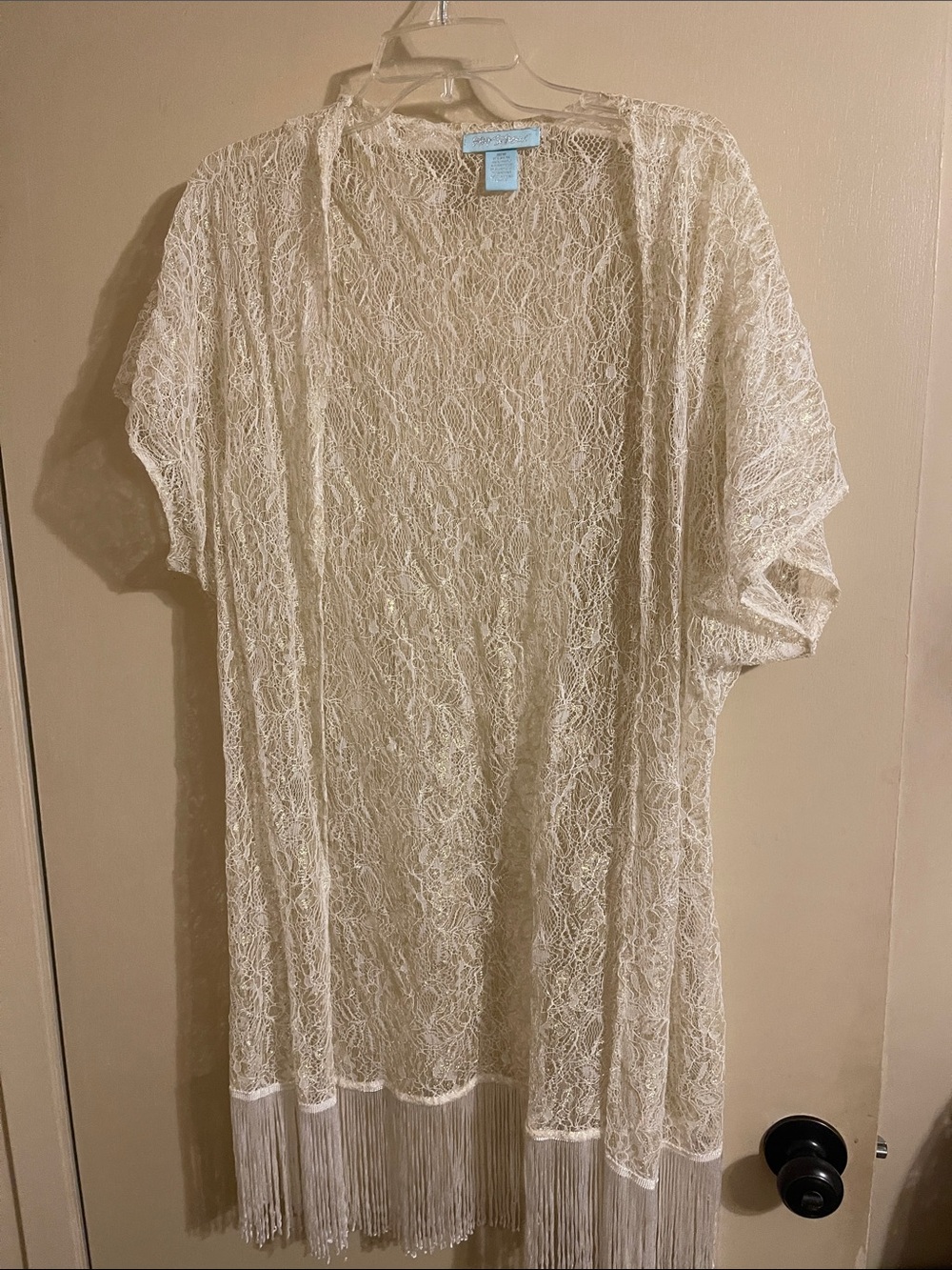 Betsey Johnson Cream Lace Open Cardigan